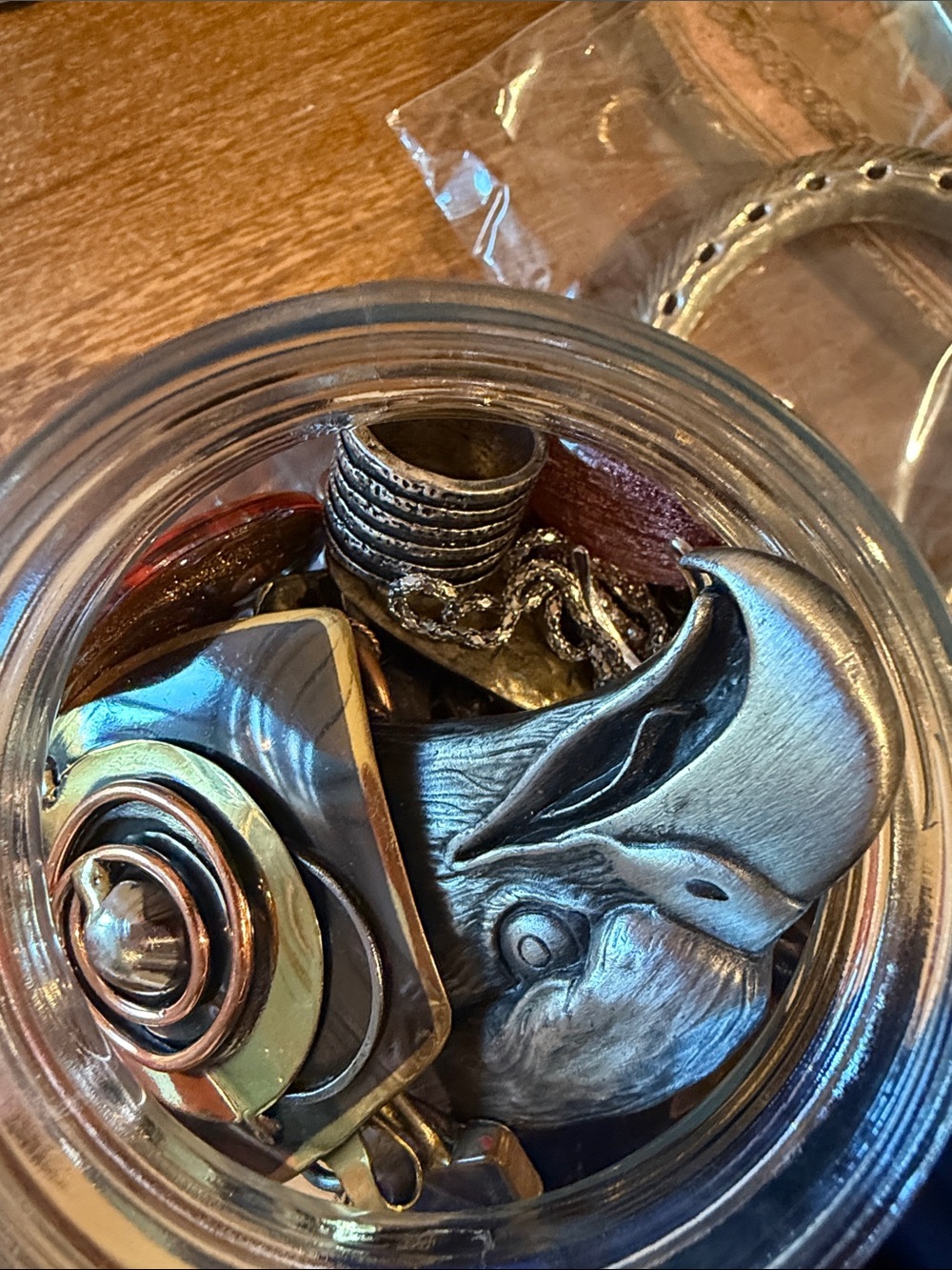 Primitive custom and custom artsy Mixed Metals Mystery Jewelry Jar - Picture 6 of 7